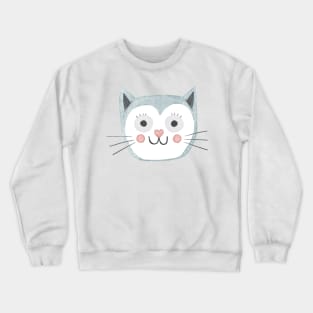 Cartoon Cute Cat Head Art Print Crewneck Sweatshirt